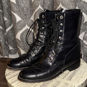 Justin Vintage Kelties Black Leather SZ 6.5